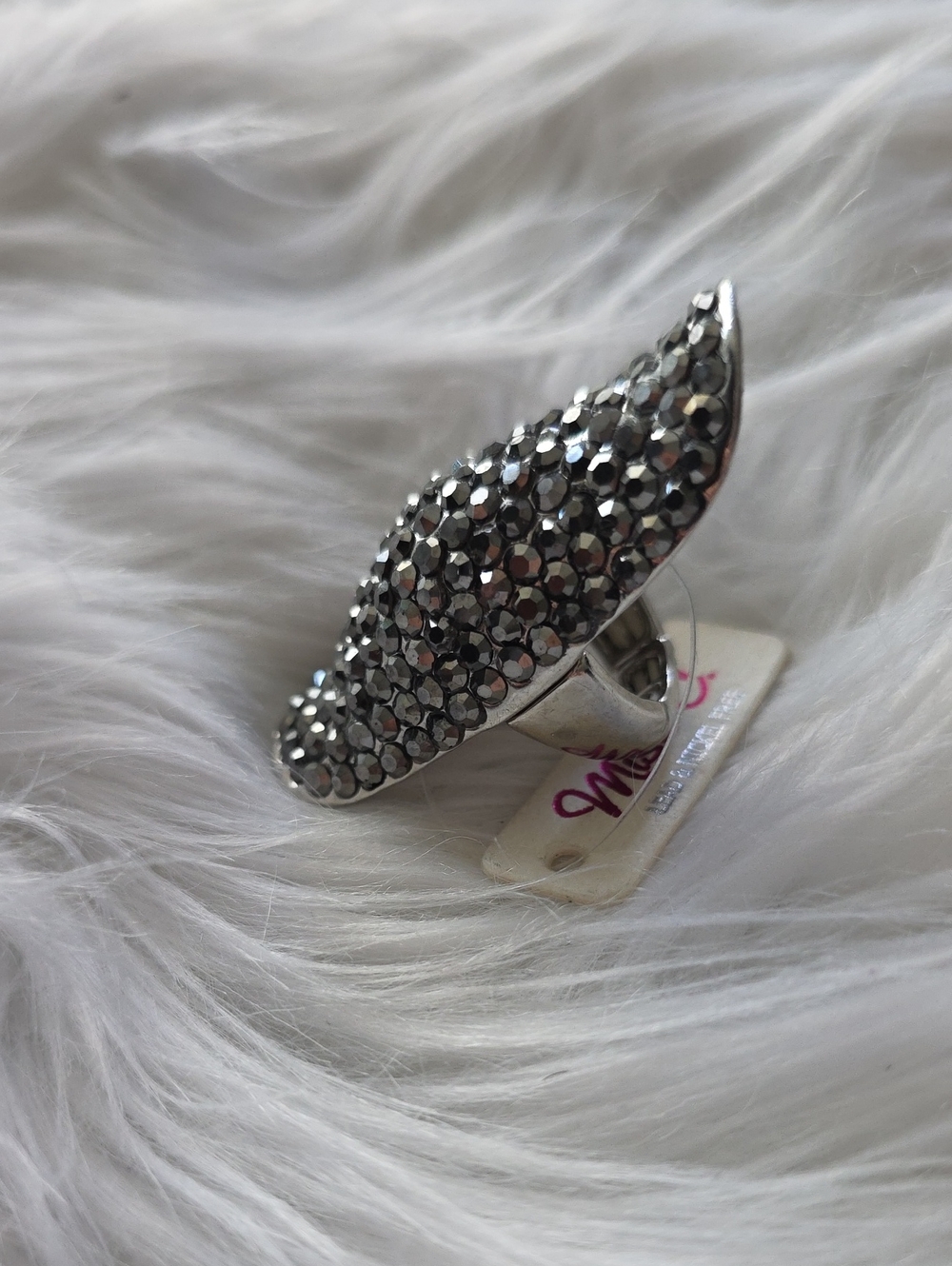 Crystal Pave Silver-Tone Statement Ring - Women Jewelry